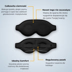 Maska do spania SleepAir przedstawiona z boku, widoczny regulowany, elastyczny pasek na rzepy